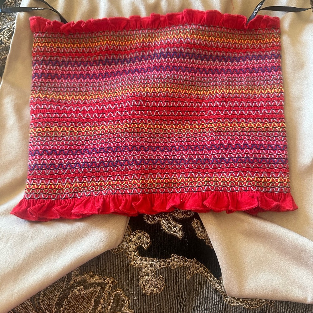 Forever 21 Red and Yellow Patterned Tank Top